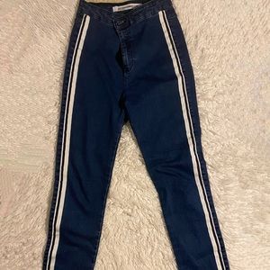 Zara Trafaluc High Rise Side Stripe Skinny Jeans
